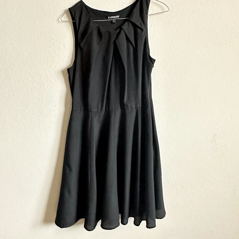 Express Fit and Flare High-neck little black dress